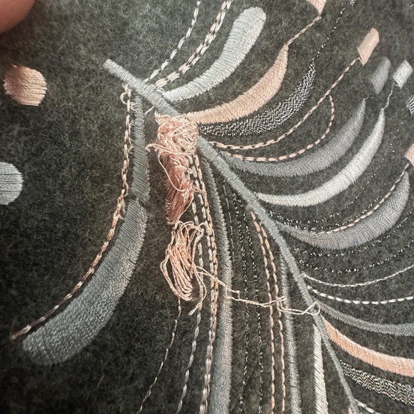 Nygard Collection Wool Jacket Womens Size 14 Grey Embroidered grandmacore - Picture 8 of 8